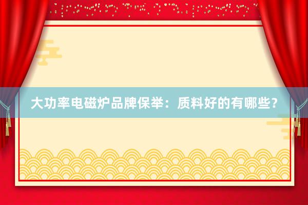 大功率电磁炉品牌保举：质料好的有哪些？