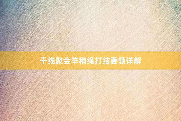干线聚会竿稍绳打结要领详解